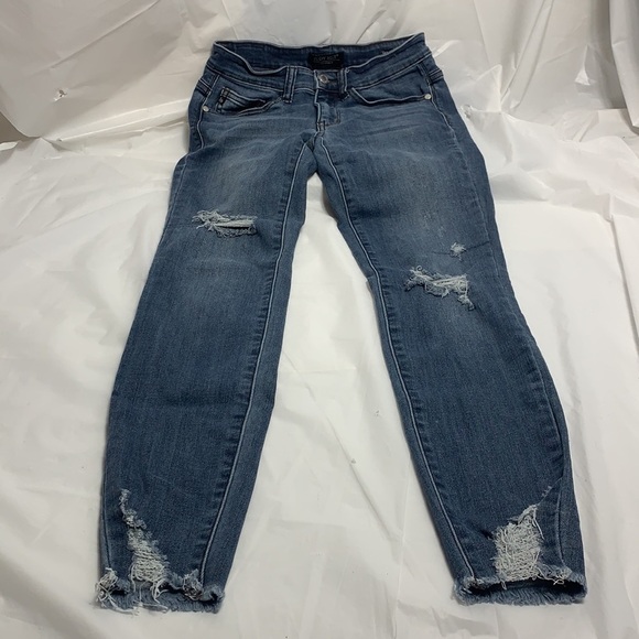 WOMEN’S Judy Blue Skinny Distressed Unfinished Cuff Blue Jeans Size 1 25 - Picture 1 of 9
